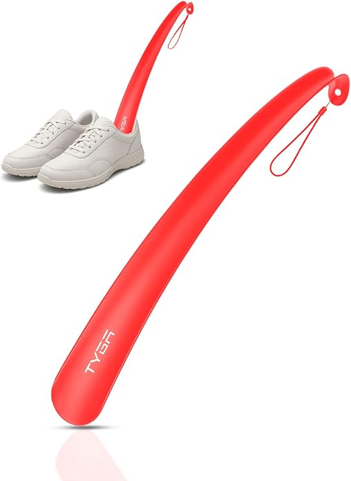 TYGA Shoe Horn Long Handled 17in 43cm Long Plastic Shoehorn for Men, Women, Senior Comfort Grip Shoe Horn Flexible Snap-Proof