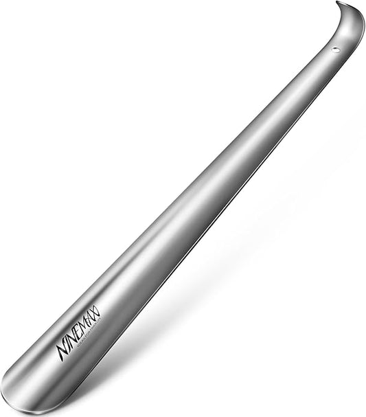 NINEMAX Shoe Horn Long Handle Metal 16.5" for Boot, Long Shoe Horns for Seniors for Men, Women