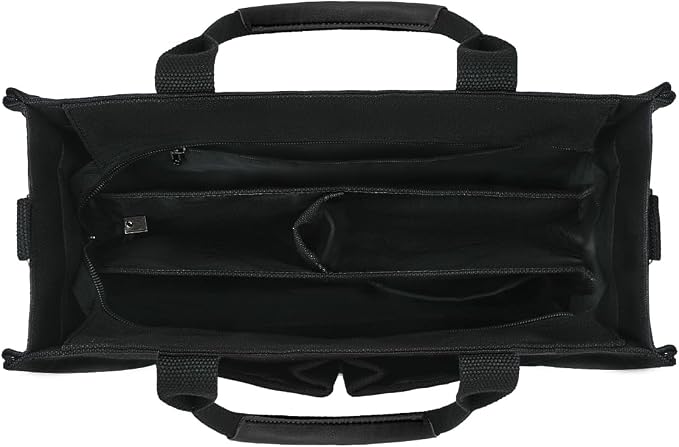 FIORETTO Canvas Tote Bag for Women with Zipper Closure & Individual Compartments for Work College for Teacher & Nurse