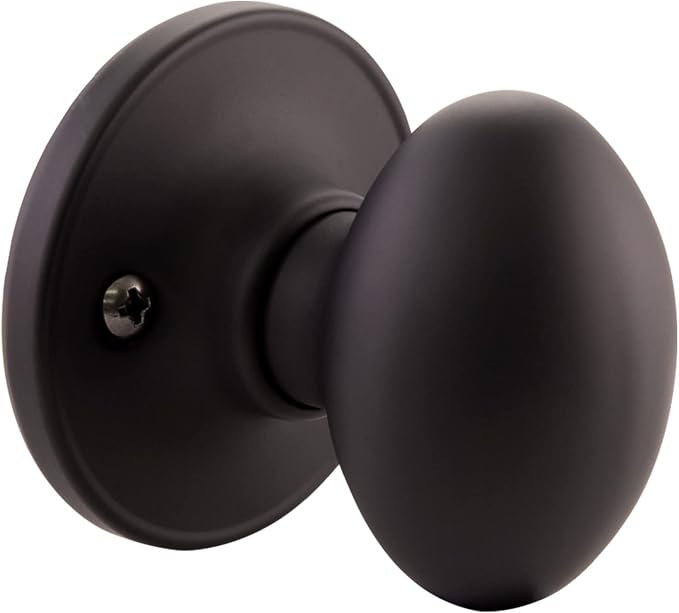 Design House Egg Dummy Door Knob, One-Sided Non-Turning Decorative Door Knob for Closet and French Doors, Matte Black, 779165 | Surface, Traditional, Brass, Hardware, 779165