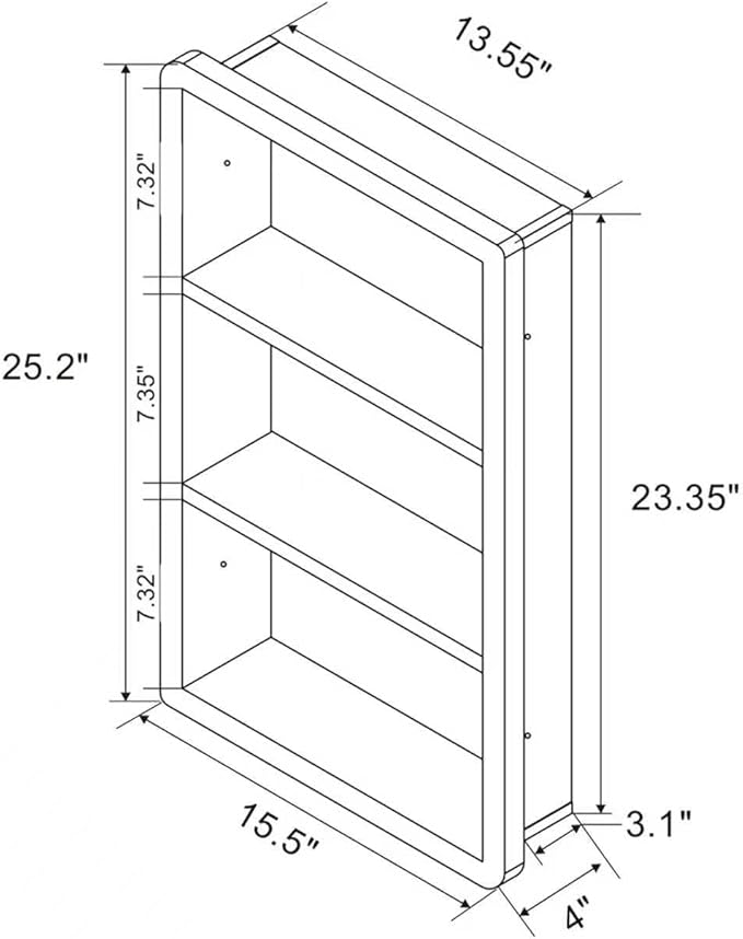 Recessed Medicine Cabinet No Mirror - 14x24 Bathroom Storage Wall Cabinet with 2 Shelves, 304 Stainless Steel Shower Niche, Matte Black Waterproof for Bathroom, Toilet, Vanity