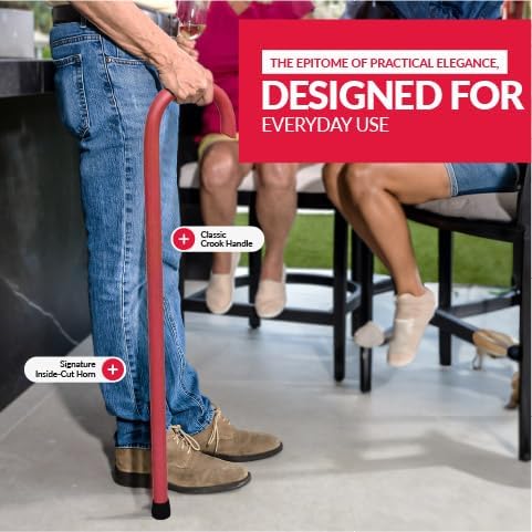 Cane Masters Handmade Wooden Classic American Walking Cane | Highly Durable American Hickory Wood Walking Cane | Ergonomic Handle and Body Grip, Anti-Slip Rubber Tip Wood