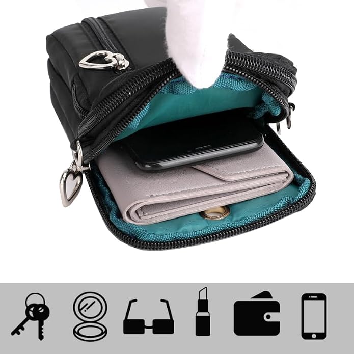 Small Crossbody Bag for Women - Mini Phone Purses with Crossbody Strap and Wallet - Nylon Arm Bag