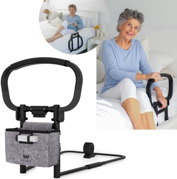 Sturdy Bed Rails for Elderly Adults Safety - Foldable & Adjustable Bed Rail - Supports up to 330lbs - Fit King, Queen, Full, Twin - Bed Guard Rail for Seniors WELLORA