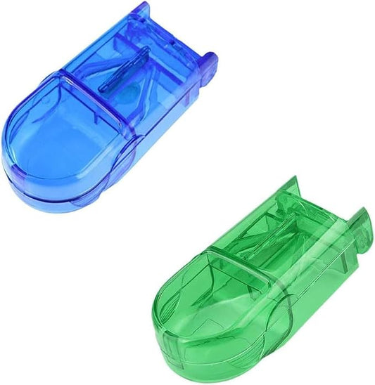2Pcs Pill Cutter Splitter,Cuts Pills for Small and Tiny Pills Tablet Splitter with Guard Pill Cutter and Crusher Cuts Pills for Cutting Small Pills or Large Pills in Half Daily Medicine Organizer