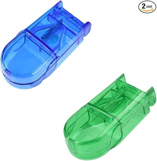 2 Pcs Pill Cutter Splitter, Cuts Pills for Small and Tiny Pills Tablet Splitter with Guard Pill Cutter and Crusher Cuts Pills for Cutting Small Pills or Large Pills in Half Daily Medicine Organizer