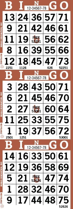 Bingo Paper Sheets – 3 Faces, 12" x 4" – Pack of 500 Disposable Bingo Cards – Recyclable Dauber Paper for Seniors, Adults & Community Events (Brown)