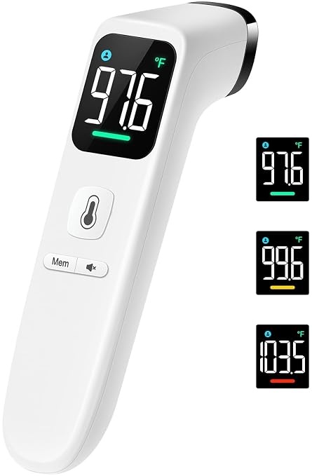 Viproud Touchless Thermometer for Kids and Adults, Accurate 1-Second Result | Large LED Screen, Fever Indicator, Mute Mode, Memory Recall, Dule Mode Forehead/Object, for All Ages