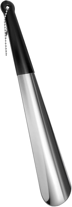 Harniruco Metal Shoe Horn 12 Inch Portable Quality Stainless Steel Shoehorn with Rubber Grip Fashion Shoe Spoon Helper for Travel Home Use