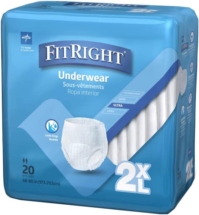 FitRight Adult Incontinence Underwear, Heavy Absorbency, XX-Large, 68-80 (20 Count)