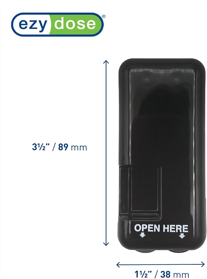 EZY DOSE Pill Cutter and Splitter with Dispenser, Safely Cuts Large, Small and Tiny Pills, Vitamins, Tablets in Half, Accurate and Easy Cutting, Stainless Steel Blade, Travel Sized, Black, BPA Free