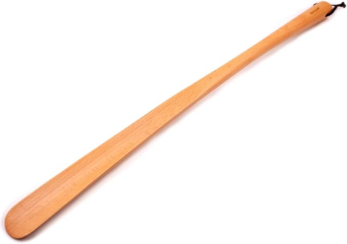Bamber Wooden Shoe Horn Wood Shoehorn with Handle for Seniors Women Men Kids, 27'' Long, Beech Wood