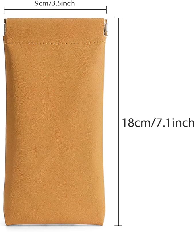 3 Pack Leather Eyeglasses Cases PU Soft Sunglasses Pouch Squeeze Top Portable Glasses Cases for Men Women