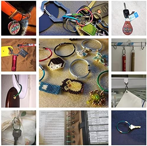 Key Rings Pack of 12 (Cable length: 4 inches) Wire Cable Keychains | Stainless Steel Lock Heavy Duty Luggage Tags Loops Keepers 2mm Twist Barrel