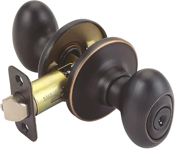 Design House 750596 Egg Keyed Entry Door Knob Oil Rubbed Bronze | Surface, Traditional, Brass, Hardware, 750596