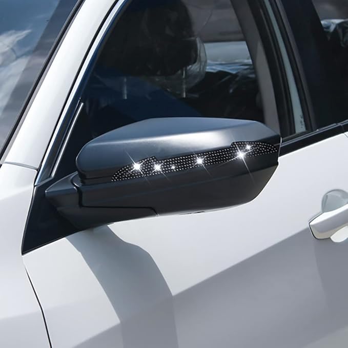 4PCS Bling Car Door Handle Scratch Protector, Black | 5.75x0.39 Inch, Universal fit, side panels/mirror edges, stainless steel, rhinestones, adhesive backing, exterior accessories