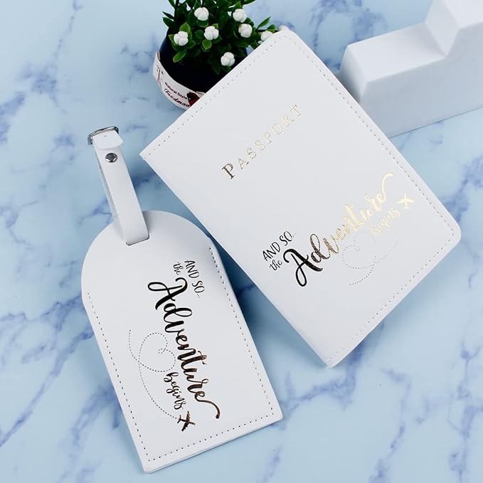 Belsmi Passport and Luggage Tags Set Travel Suitcase Tag (Style 1 - White)