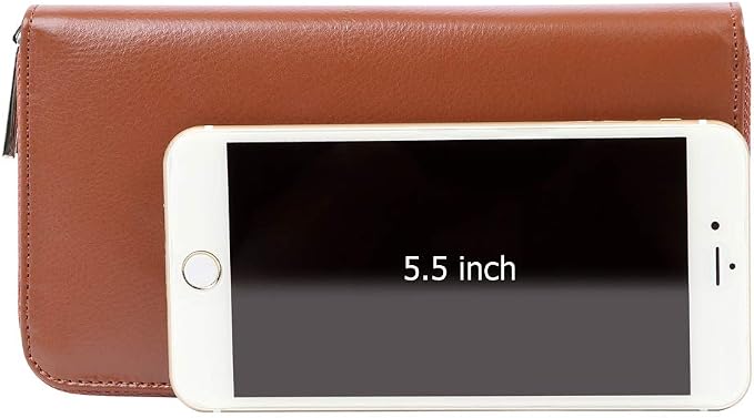 Women 36 Slots RFID Blocking Card Holder Large Long Leather Zipper Organizer Accordion Wallet,Brown