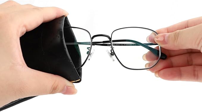 ZACI Leather Eyeglass Cases Portable Sunglasses Cases Squeeze Top PU Glasses Pouch Travel Soft Trinket Organizer Bags