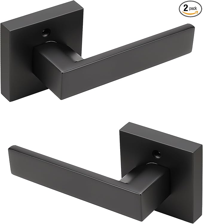 KNOBWELL 2 Pack Heavy Duty Dummy Door Lever Dummy Door Handle, Single Sided Handle for Interior Use in Matte Black Finish, for Both Right/Left Handing
