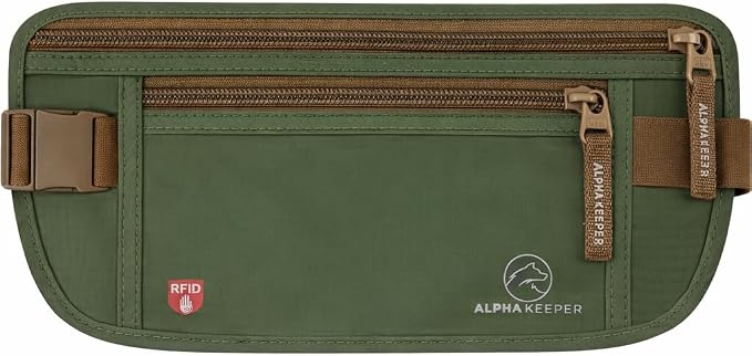 Alpha Keeper Money Belt for Travel Hidden Under Clothes – RFID Blocking Passport Holder & Slim Waist Wallet Pouch for Women & Men, Anti-Theft Travel Accessories