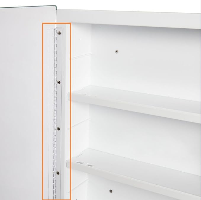 Plastic Bathroom Medicine Mirror Cabinet 16 x 22 inch, Surface and Recessed Mount, Beveled Edge Mirror