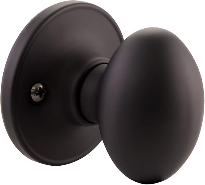 Design House 779173 Egg Passage Hall and Closet Door Knob Matte Black | Surface, Traditional, Brass, Hardware, 779173