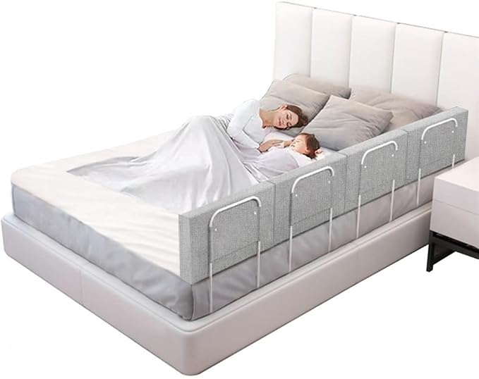 Bed Rail, Bed Rail for Toddlers, Kid, 78.7 Inch Bed Side Rails Safety for Queen, King, Full, Twin, Bunk, Dorm Beds to Prevent Falls, Bed Barrier for Dogs, Easy Installation (Gray, 4 Packs)