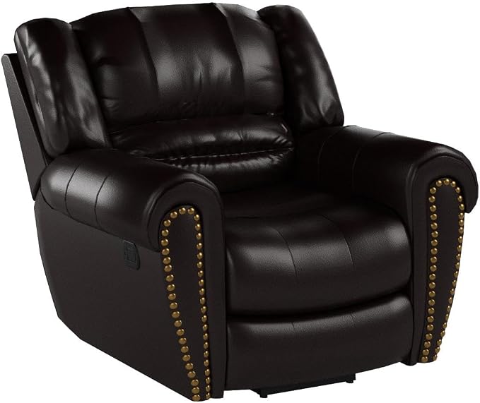Leather Recliner Chair, Classic and Traditional Manual Recliner Chair with Comfortable Arms and Back Single Sofa for Living Room, Brown
