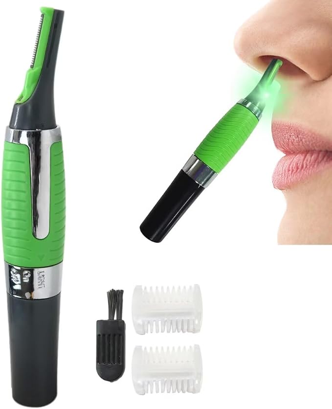 Men Nose Ear Face Neck Eyebrow Hair Mustache Beard Trimmer Shaver Clipper PE-Green