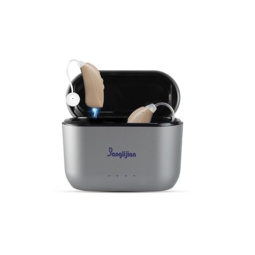 Banglijian Small Rechargeable BTE Hearing Aids for Moderate to Moderate-Severe Hearing Loss Seniors, 16-Channel Noise Reduction, Large Capacity Charging Box, Home & Travel Use (Beige)