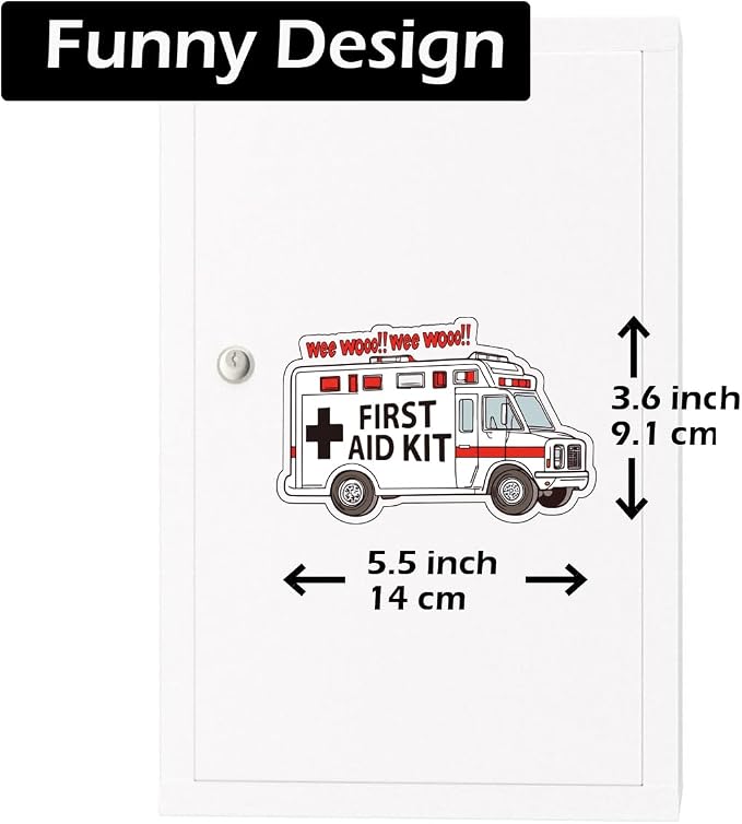 First Aid Sticker Decal Set | Self-Adhesive Vinyl Decals | 1st Aid Emergency Box Package | 9 Designs, 16 Pieces