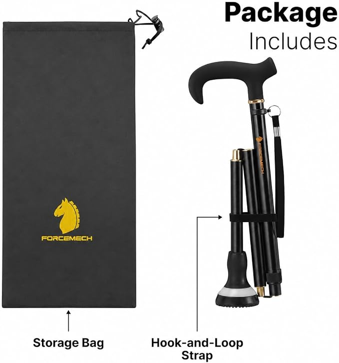 GlowGuard Walking Cane for Men & Women - Extra-Wide 2.68" Glow Cane Tip with Photoluminescent Ring, Height Adjustable (31.1" to 37.8"), 350 lbs Capacity