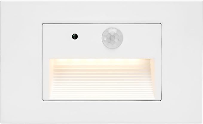 Maxxima Horizontal LED Motion Sensor Step Light, 3CCT 160 Lumens, White 2Pk | Indoor/Outdoor Stair Light, 3Color Selectable 3000K, 4000K, 5000K, IP65 Rated, Modern Deck Stair Light