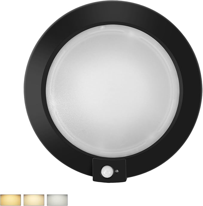ECOELER 6Inch Motion Sensor LED Ceiling Light with Timer Countdown, 16W 1000Lm, 3 Colors in 1 (3000K/4000K/5000K), Occupancy Sensor Light Fixture for Doorway, Stairway, Corridor, Black