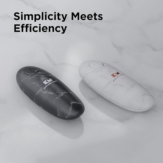 Kitchen Mama Auto 2.0 Electric Can Opener: Blade Opens Almost Any Can Pop or Soda Can - Automatic, Hands Free, Safe, Smooth Edge, Lid Remover, Battery Operated, Cordless, YES YOU CAN (Marble White)