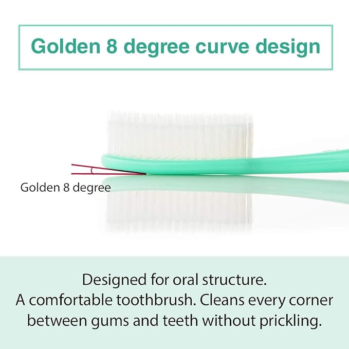 WANGTA Toothbrush 4pcs, Twice as Wide as Regular Brush Head, Wide Toothbrush, Long Brush Head, More Comfortable and Easier Brushing (White Brush)