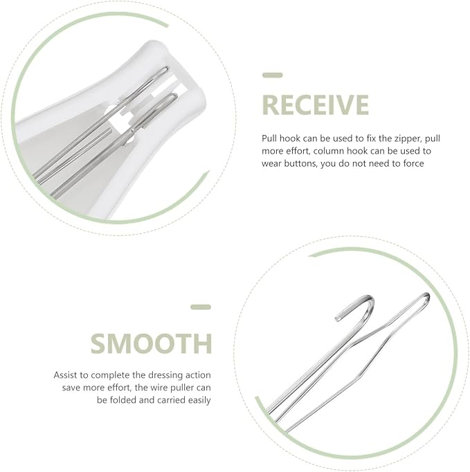 Zipper Puller Button Hook Button Tool Snap Fastener Tool Helper Zipper Dressing Aid Pulling Hook Foldable Clasp Fixed Buckle