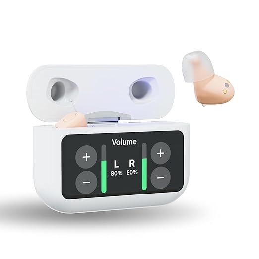 Audien Atom X Hearing Aid Device for Seniors & Adults with Hearing Loss - OTC Bluetooth Hearing Aids w/Charging Case, 48+ Hour Battery Life - Easy Touchscreen Control, Comfortable & Discreet Design