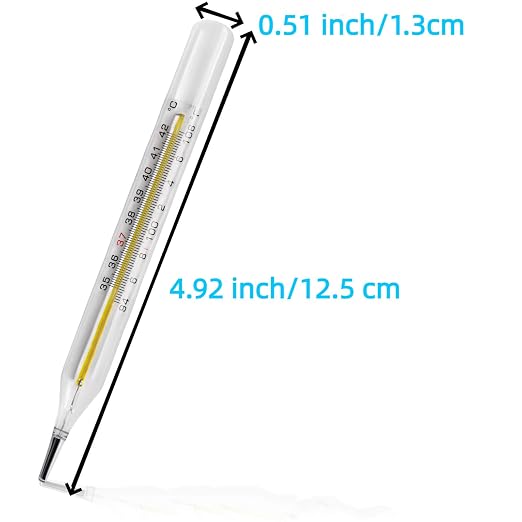 ℃&℉ Clinical Glass Thermometer for Underarm 2PCS - Classic Non Digital Thermometer for Adults - Accurate Easy Reading by HARIKA LIFE