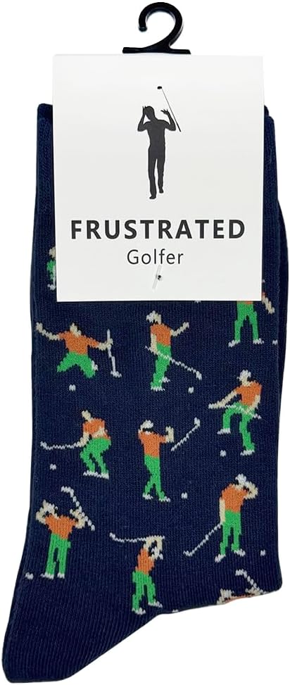 KIOMY Sock with Frustrated Golfer Design, Funny Golf Socks for Men, 1 Pair per Pack - Size 8-13