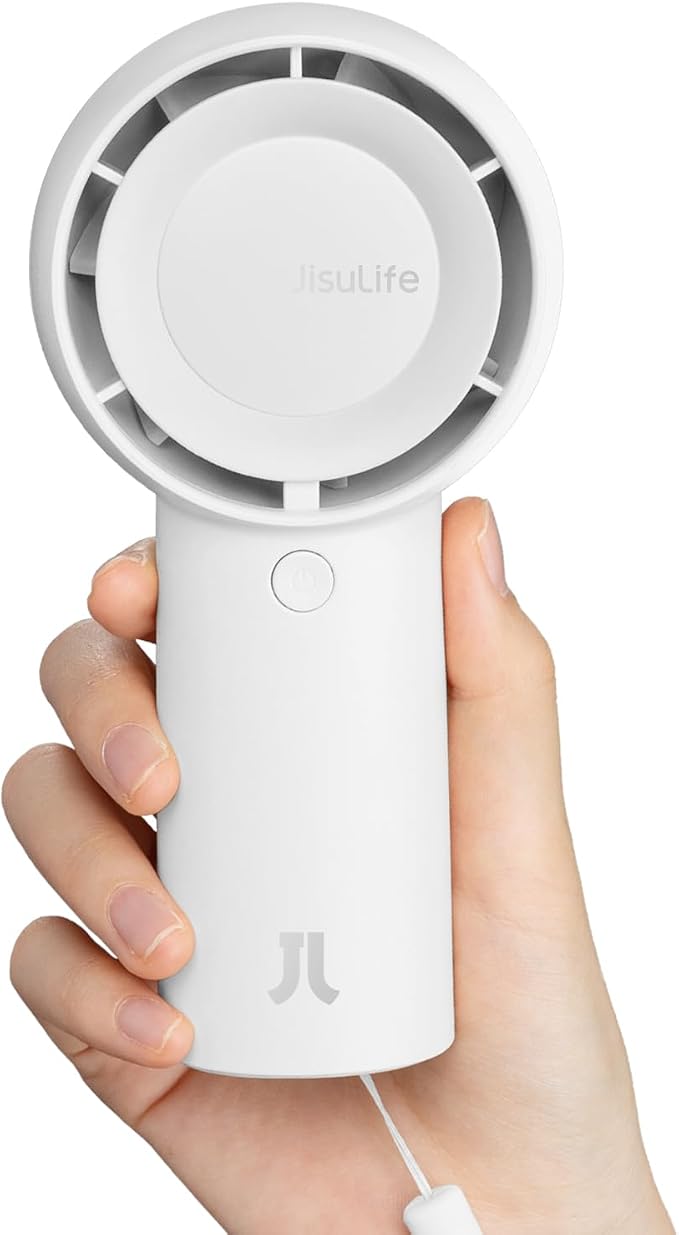 JISULIFE Portable Handheld Turbo Fan Rechargeable 4000mAh 5-Speed (White) | Up to 16H max cooling, Personal Battery Powered Pocket Fan for Travel/Outdoor/Vacation/Concerts, Birthday Gifts for Women