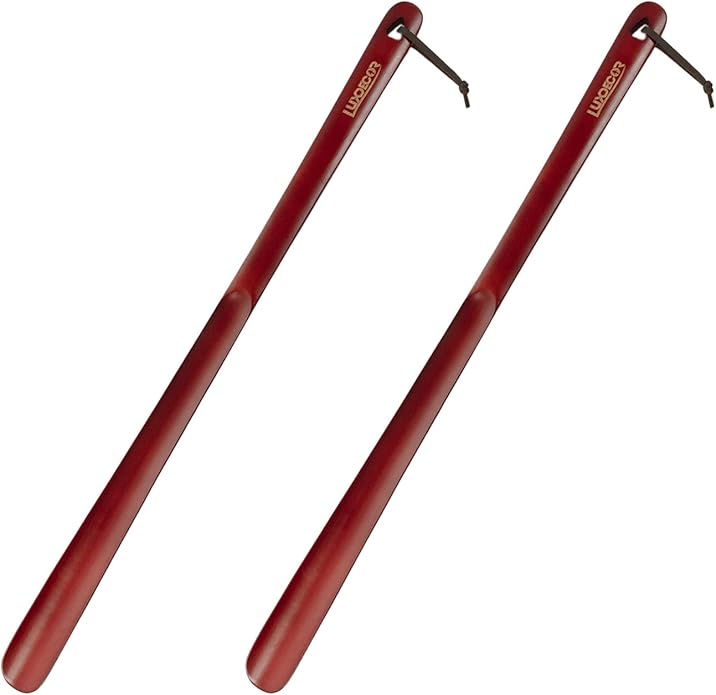 Luxdecor 2 Pack Long Handle Wood Shoe Horn for Men 24in Wooden Shoe Horn Long Handled for Seinors Women Kids Wood Shoe Helper