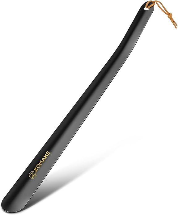 ZOMAKE Shoe Horn Long Handle for Seniors Men Women,16.5" Metal Long Shoehorn for Boots Shoe Spoon Helper