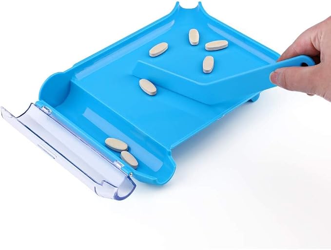 Opret Right Hand Pill Counting Tray with 2 Spatulas, Pill Counter with A Straight Spatula & A L-Spatula for Pharmacy to Count Meds Pills Tablets