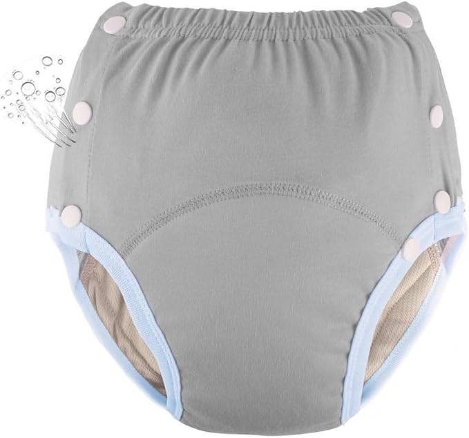 WEEOATAR Unisex Reusable Adult Cloth Diaper, Washable Swim Nappies, Adjustable Incontinence Cloth Diaper with Snaps, Underwear for Elderly Disability, Postpartum (Grey, S)
