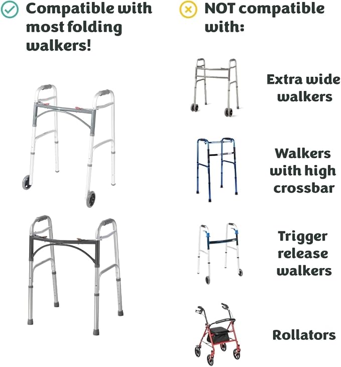 Sigo Blue Walker Tray for Rolling Folding Walker, Tray Table with Cup Holder for Standard Walkers Seniors, Detachable Non Slip TV Accessories Basket Holding Plate Cups Clip On Small Bag Carrier (Blue)