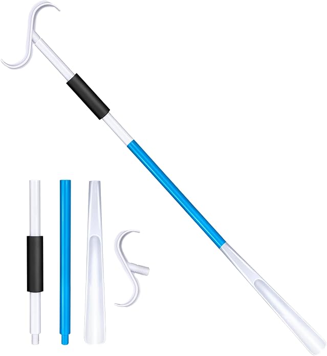 35 Inch Long Handle Shoe Horn for Seniors, Dressing Stick for Elderly, Sock Aids for Putting on Socks, Shirts, Shoes