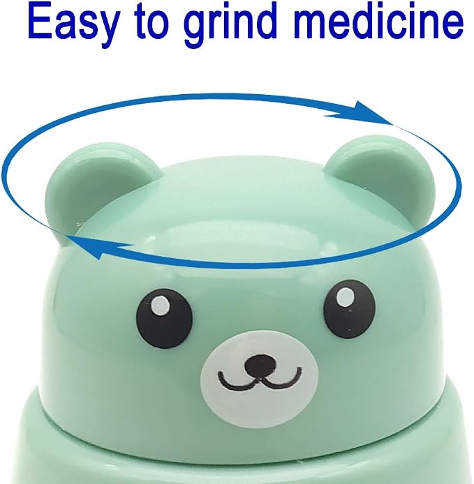 CoaGu Bear Pill Crusher for Elderly - FDA-Compliant Fine Powder, BPA-Free ABS, Easy Grip & Clean, Leakproof Portable Medicine Grinder