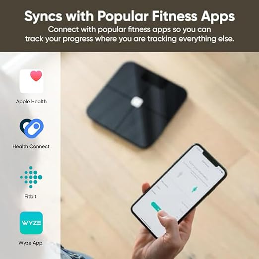 Wyze Smart Scale for Body Weight, Digital Scale for Body Weight BMI Muscle Mass, Heart Rate Monitor, Bluetooth Weight Scale with Baby/Pet/Luggage Mode, 400 lbs, Navy Blue